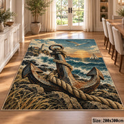 Anchor on Coastal Shore area rug shown in a dining room