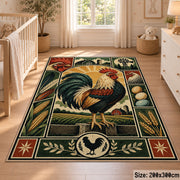 Rooster Country Emblem area rug shown in a nursery