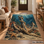 Coastal Anchor Rope Scene area rug shown in a entryway