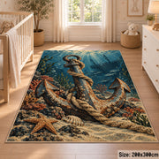 Coastal Anchor Rope Scene area rug shown in a nursery