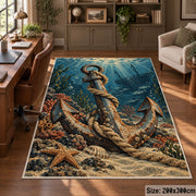 Coastal Anchor Rope Scene area rug shown in a home office