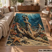 Coastal Anchor Rope Scene area rug shown in a lounge