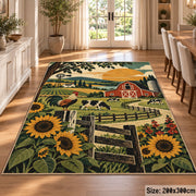 Sunflower Countryside Farm area rug shown in a dining room