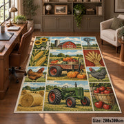 Harvest Barnyard Patchwork area rug shown in a home office