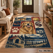 Dog Portrait Country Grid area rug shown in a entryway