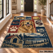 Dog Portrait Country Grid area rug shown in a foyer