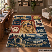 Dog Portrait Country Grid area rug shown in a home office