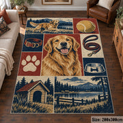 Dog Portrait Country Grid area rug shown in a living room