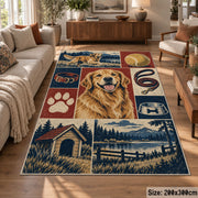 Dog Portrait Country Grid area rug shown in a lounge