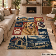 Dog Portrait Country Grid area rug shown in a sitting room