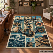 Ocean Anchor Maritime Grid area rug shown in a home office