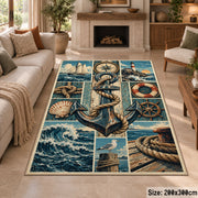 Ocean Anchor Maritime Grid area rug shown in a sitting room