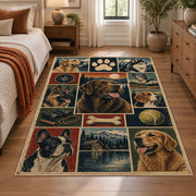 Dog Breed Country Patchwork area rug shown in a bedroom