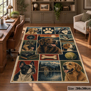 Dog Breed Country Patchwork area rug shown in a home office