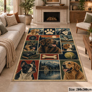 Dog Breed Country Patchwork area rug shown in a sitting room