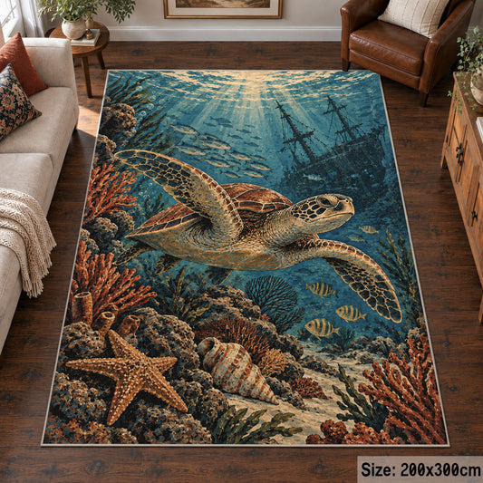 Anchor Rocky Seascape area rug shown in a living room