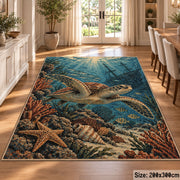 Anchor Rocky Seascape area rug shown in a dining room