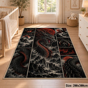 Dark Dragon Emblem Grid area rug shown in a nursery
