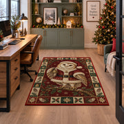 Barn Owl in Santa Coat Christmas area rug in a home office beside a desk