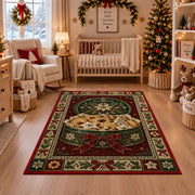 Christmas Cookie Tin Christmas area rug in a nursery with a crib