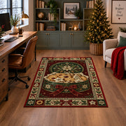 Christmas Cookie Tin Christmas area rug in a home office with a Christmas tree
