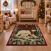 Polar Bear and Cub Christmas area rug in a nursery with a crib