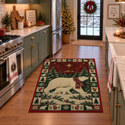 Polar Bear and Cub Christmas area rug in a holiday kitchen