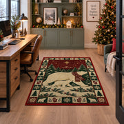 Polar Bear and Cub Christmas area rug in a home office beside a desk