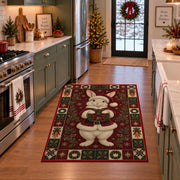 Bunny in Santa Suit Christmas area rug in a holiday kitchen