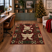 Bunny in Santa Suit Christmas area rug in a home office with a Christmas tree