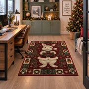 Bunny in Santa Suit Christmas area rug in a home office beside a desk