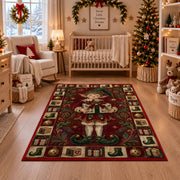 Christmas Elf with Gift Christmas area rug in a nursery with a crib