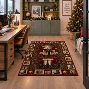 Christmas Elf with Gift Christmas area rug in a home office beside a desk
