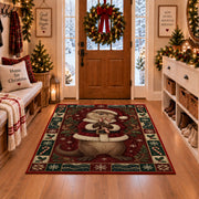 Otter in Santa Suit Christmas area rug in a Christmas-decorated entryway