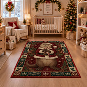 Otter in Santa Suit Christmas area rug in a nursery with a crib