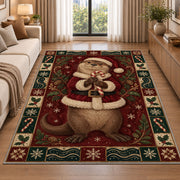 Otter in Santa Suit Christmas area rug in a living room beside a sofa