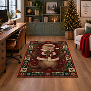Otter in Santa Suit Christmas area rug in a home office with a Christmas tree