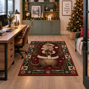 Otter in Santa Suit Christmas area rug in a home office beside a desk