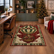 Hot Air Balloon with Gifts Christmas area rug in a home office with a Christmas tree