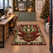 Hot Air Balloon with Gifts Christmas area rug in a home office beside a desk
