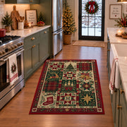 Patchwork Quilt Christmas area rug in a holiday kitchen