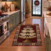 Christmas Layer Cake Christmas area rug in a holiday kitchen