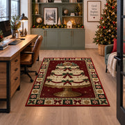 Christmas Layer Cake Christmas area rug in a home office beside a desk