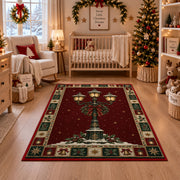 Snowy Lamp Post Christmas area rug in a nursery with a crib