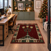 Snowy Lamp Post Christmas area rug in a home office beside a desk