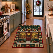Toy Shop Window Christmas area rug in a holiday kitchen