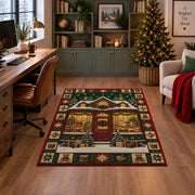 Toy Shop Window Christmas area rug in a home office with a Christmas tree