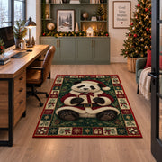 Panda in Santa Suit Christmas area rug in a home office beside a desk