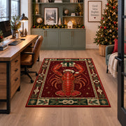 Lobster in Santa Hat Christmas area rug in a home office beside a desk