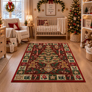 Gingerbread Christmas Tree Christmas area rug in a nursery with a crib